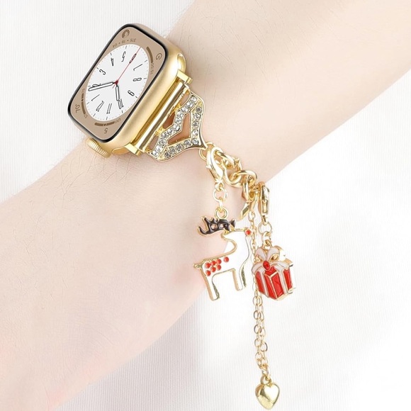 NEW Christmas Gold Apple Watch Band with Charms - Picture 5 of 6
